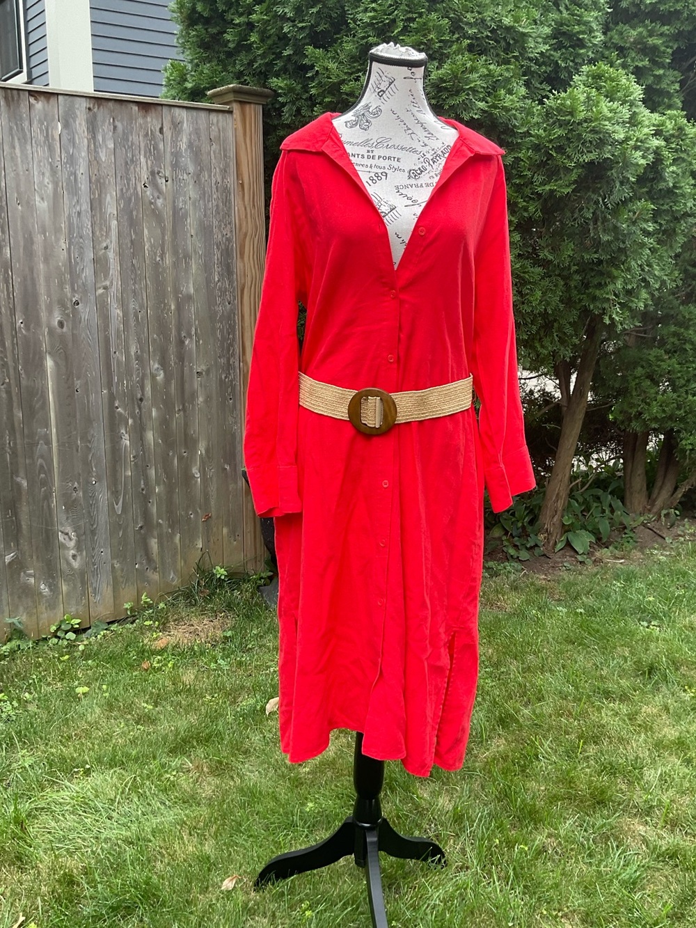 Haute Hippie Vibrant Red Linen Dress with Belt
